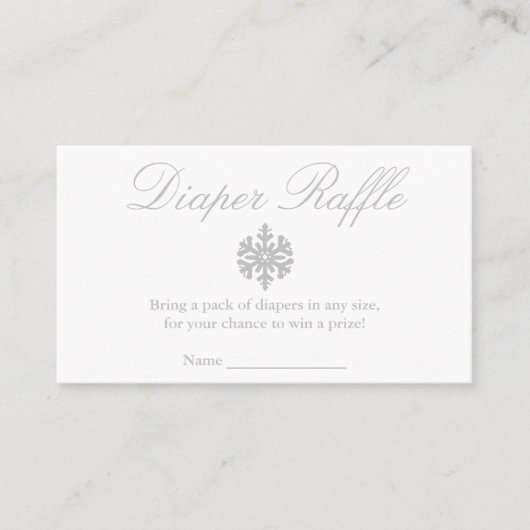 Winter Snowflake Baby shower Diaper Raffle Card Informatiekaartje (Voorkant)