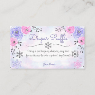 Winter Snowflake Baby shower Diaper Raffle Card Informatiekaartje