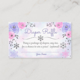 Winter Snowflake Baby shower Diaper Raffle Card Informatiekaartje
