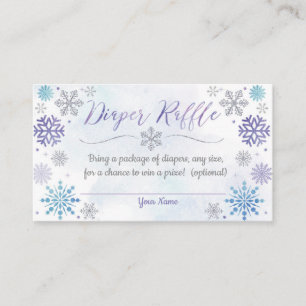 Winter Snowflake Baby shower Diaper Raffle Card Informatiekaartje