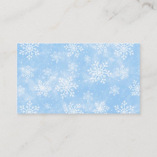 Winter Snowflake Baby shower Diaper Raffle Card Informatiekaartje (Achterkant)