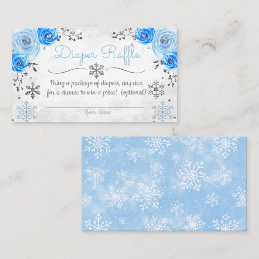 Winter Snowflake Baby shower Diaper Raffle Card Informatiekaartje (Voorkant / Achterkant)
