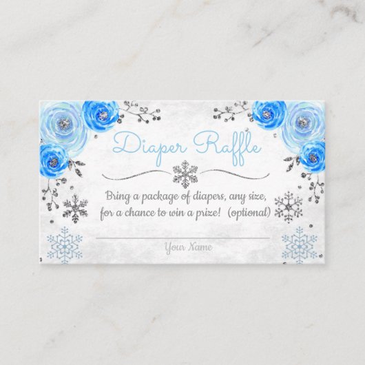 Winter Snowflake Baby shower Diaper Raffle Card Informatiekaartje (Voorkant)