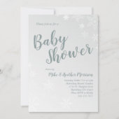Winter Snowflake Baby shower Genderneutraal grijs Kaart (Voorkant)