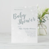 Winter Snowflake Baby shower Genderneutraal grijs Kaart (Staand voorkant)
