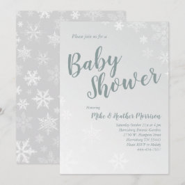 Winter Snowflake Baby shower Genderneutraal grijs Kaart