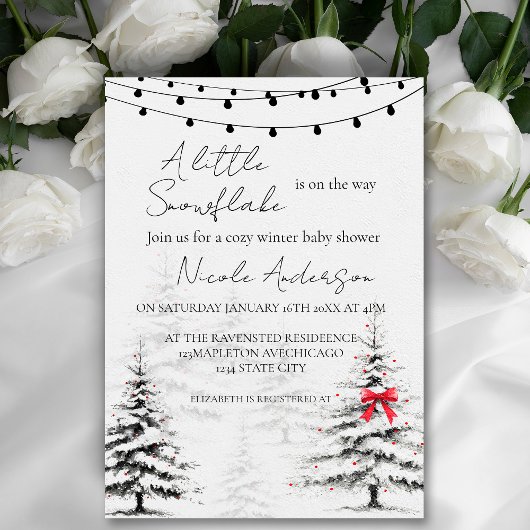 Winter Snowflake Baby Shower Invitation Feestdagenkaart
