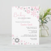 Winter Snowflake Baby Shower Invitations for Girls Kaart (Staand voorkant)