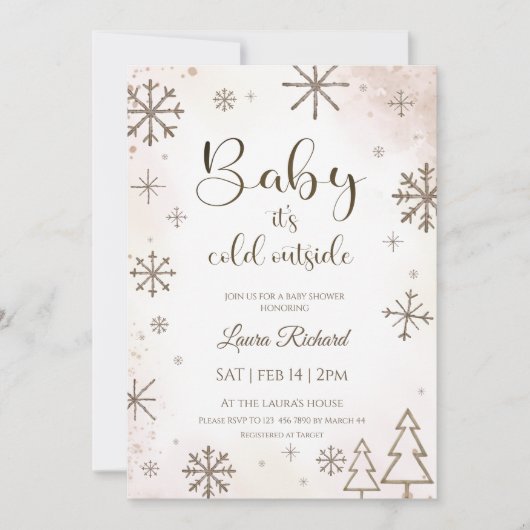 Winter snowflake baby shower kaart (Voorkant)