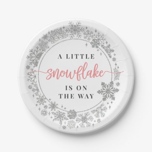 Winter Snowflake Baby shower Paper Bord Girl (Voorkant)