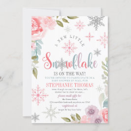Winter Snowflake Baby shower per post Kaart