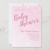Winter Snowflake Baby shower Roze Meisje Kaart (Voorkant)