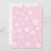 Winter Snowflake Baby shower Roze Meisje Kaart (Achterkant)