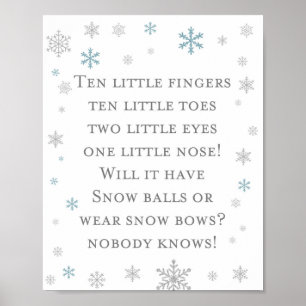 Winter Snowflake Baby shower Sign Poster