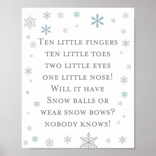 Winter Snowflake Baby shower Sign Poster (Voorkant)