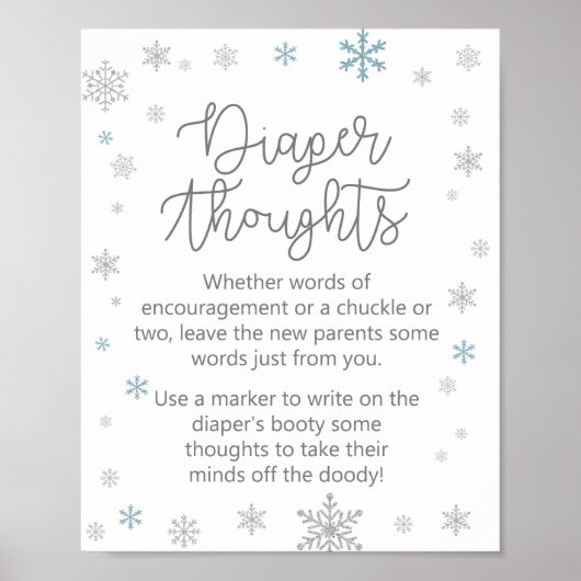 Winter Snowflake Baby shower Sign Poster (Voorkant)