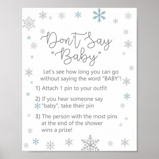 Winter Snowflake Baby shower Sign Poster (Voorkant)