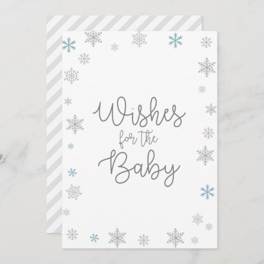 Winter Snowflake Baby shower Sign Size 5x7" Kaart (Voorkant / Achterkant)