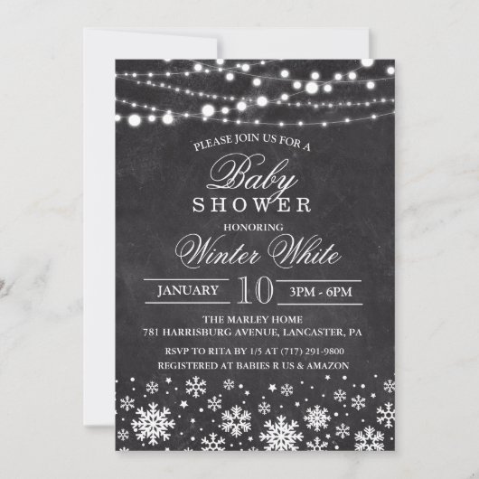 Winter Snowflake Baby shower Uitnodiging (Voorkant)