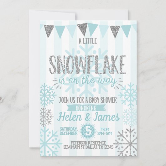 Winter Snowflake Baby shower Uitnodiging (Voorkant)