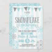 Winter Snowflake Baby shower Uitnodiging (Voorkant / Achterkant)