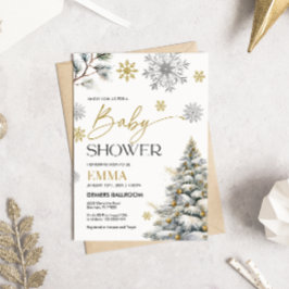 Winter Snowflake Baby shower Uitnodiging