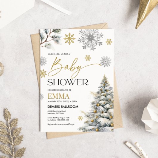 Winter Snowflake Baby shower Uitnodiging