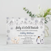 Winter Snowflake Baby shower Uitnodiging (Staand voorkant)