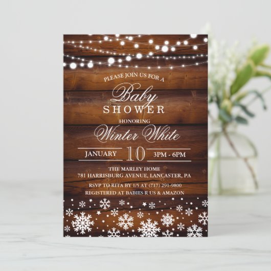 Winter Snowflake Baby shower Uitnodiging (Staand voorkant)