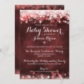 Winter Snowflake Baby shower Uitnodiging - Rood (Voorkant / Achterkant)