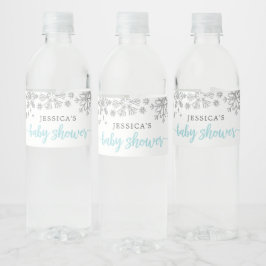 Winter Snowflake Baby shower Water Fles Label Waterfles Etiket