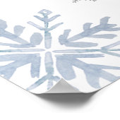 Winter Snowflake Baby shower Welkomstteken Blauw Poster (Hoek)