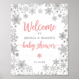 Winter Snowflake Baby shower Welkomstteken Poster