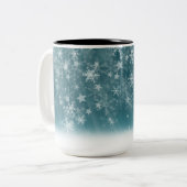 Winter Snowflake Background Tweekleurige Koffiemok (Voorkant links)