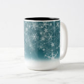 Winter Snowflake Background Tweekleurige Koffiemok (Voorkant rechts)