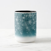 Winter Snowflake Background Tweekleurige Koffiemok (Center)