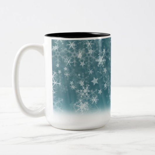 Winter Snowflake Background Tweekleurige Koffiemok (Links)