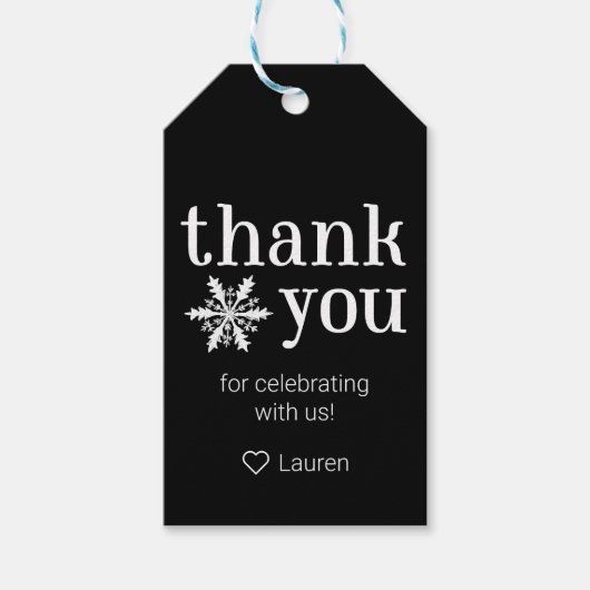 Winter Snowflake Bedankt voor je plezier Cadeaulabel (Voorkant)