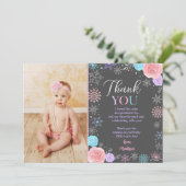 Winter Snowflake Birthday Bedankt voor kaarten (Staand voorkant)