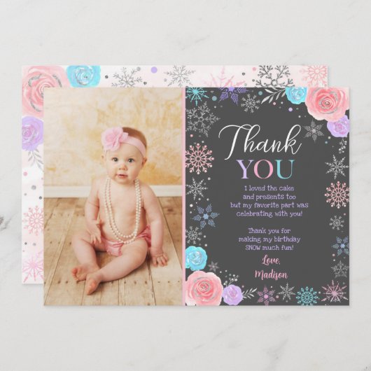 Winter Snowflake Birthday Bedankt voor kaarten (Voorkant / Achterkant)