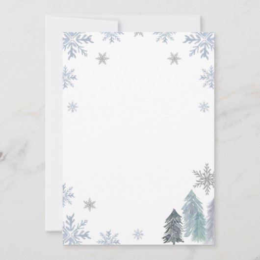Winter Snowflake Birthday Invitation Blue Boy Kaart (Achterkant)