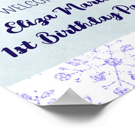 Winter Snowflake Birthday Party Sign Poster (Hoek)