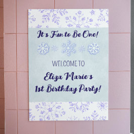 Winter Snowflake Birthday Party Sign Poster