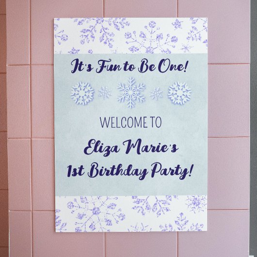 Winter Snowflake Birthday Party Sign Poster