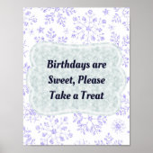 Winter Snowflake Birthday Party Sign Poster (Voorkant)
