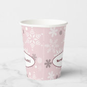 Winter Snowflake Bleek-roze Happy Birthday Papieren Bekers (Rechts)