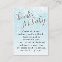 Winter Snowflake Blue Baby Boy Shower Book Request Informatiekaartje
