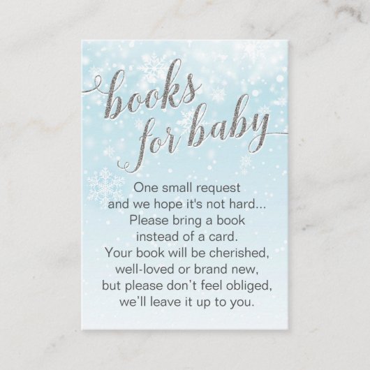 Winter Snowflake Blue Baby Boy Shower Book Request Informatiekaartje (Voorkant)