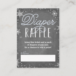 Winter Snowflake Blue Baby Diaper Raffle Ticket Informatiekaartje