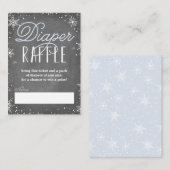 Winter Snowflake Blue Baby Diaper Raffle Ticket Informatiekaartje (Voorkant / Achterkant)